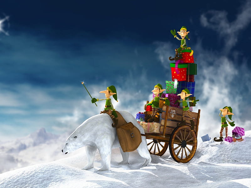 Christmas Delivery, holidays, 3d and cg, its so cool, wds, xmas, x-mas, cold, eleven, feast, , christmas, graphics, fun, winter, 3d, merry christmas, funny, HD wallpaper
