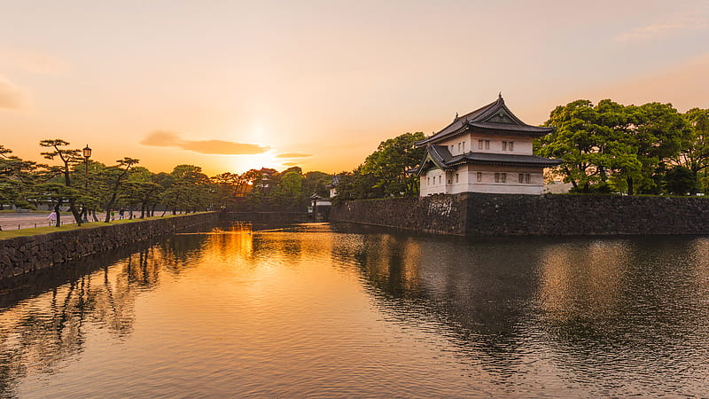 Imperial Residence Japan Tokyo Sunset Travel, HD wallpaper