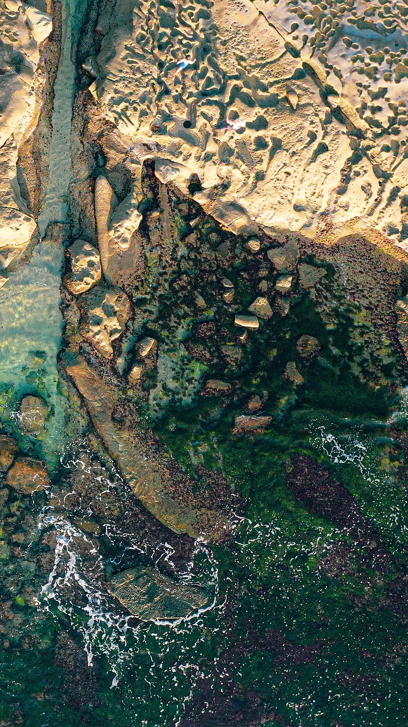 coast, aerial view, rocks, stones, sea, HD phone wallpaper