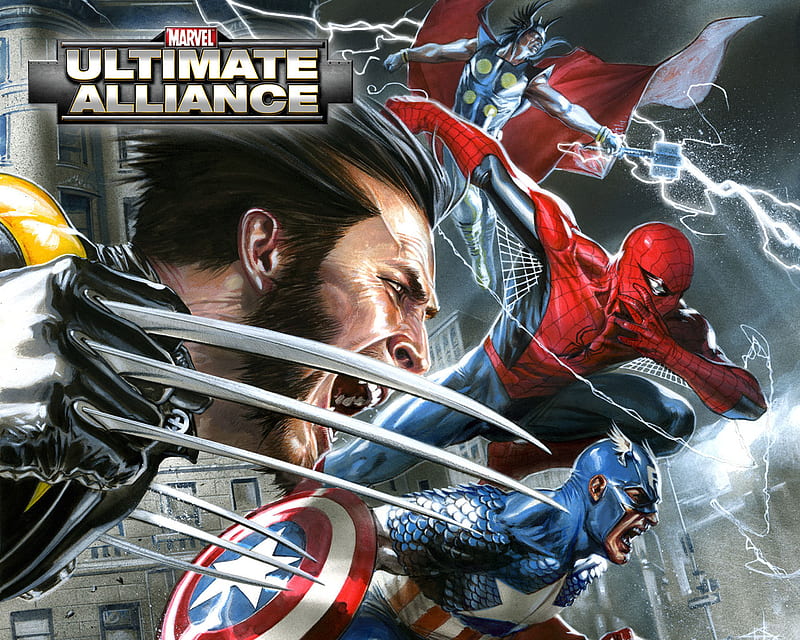 Spider Man, Captain America, Wolverine, Video Game, Thor, Peter Parker, Marvel: Ultimate Alliance, Logan James Howlett, HD wallpaper