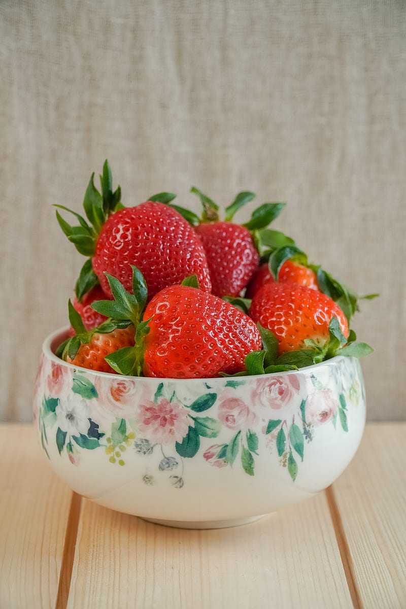 strawberries, berries, fruits, bowl, HD phone wallpaper