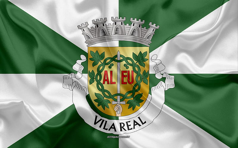 Flag of Vila Real District silk flag, silk texture, Vila Real District, Portugal, Vila Real flag, region of Portugal, HD wallpaper