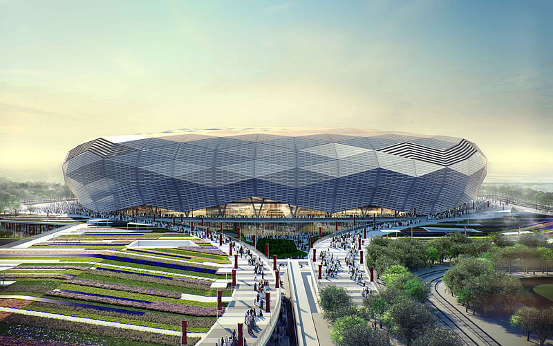 Qatar Foundation Stadium 2022 FIFA World Cup, Qatar Stars League, aerial view, Doha, football stadium, Education City Stadium, soccer, Qatari stadiums, Qatar, HD wallpaper
