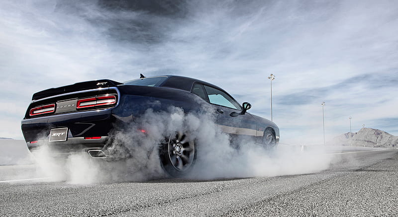 2015 Dodge Challenger SRT Supercharged HEMI Hellcat - Burning Tires - Rear , car, HD wallpaper