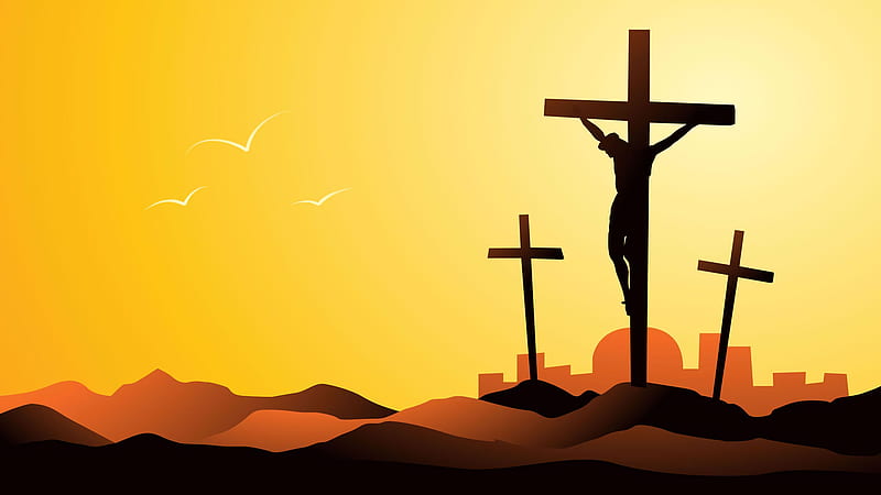 Of Jesus On Cross With Yellow Background Jesus, HD wallpaper | Peakpx