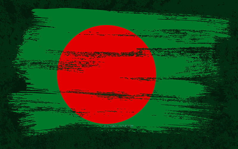 Flag of Bangladesh, grunge flags, Asian countries, national symbols, brush stroke, Bangladeshi flag, grunge art, Bangladesh flag, Asia, Bangladesh, HD wallpaper