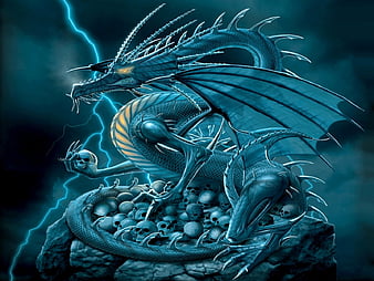 Hình ảnh nền rồng (dragon) trong bóng tối với gam màu xanh đậm rực rỡ, sẽ thật sự thu hút bạn ngay từ cái nhìn đầu tiên. Những hạt sáng đầy ấn tượng cùng kết hợp với những hình ảnh sọ người sẽ khiến cho giao diện màn hình điện thoại của bạn trở nên độc đáo và cuốn hút hơn.