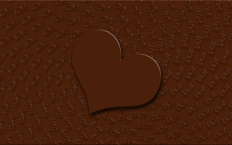 Chocolate heart, brown, chocolate, valentine, abstract, word, love, heart,  texture, HD wallpaper | Peakpx