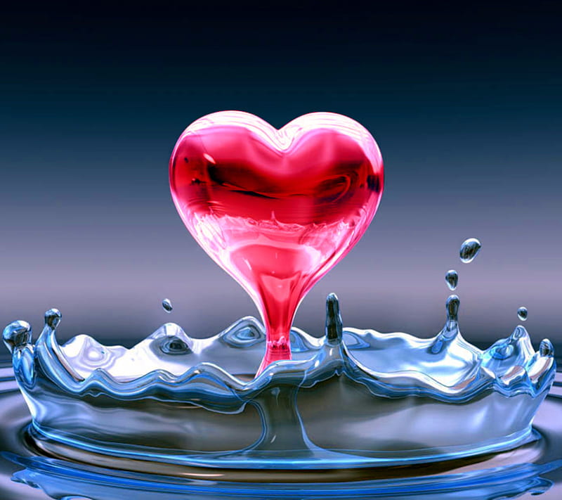 Water Heart Love, art, drip, drop, emotion iconic, meaning, splash, symbol, HD wallpaper