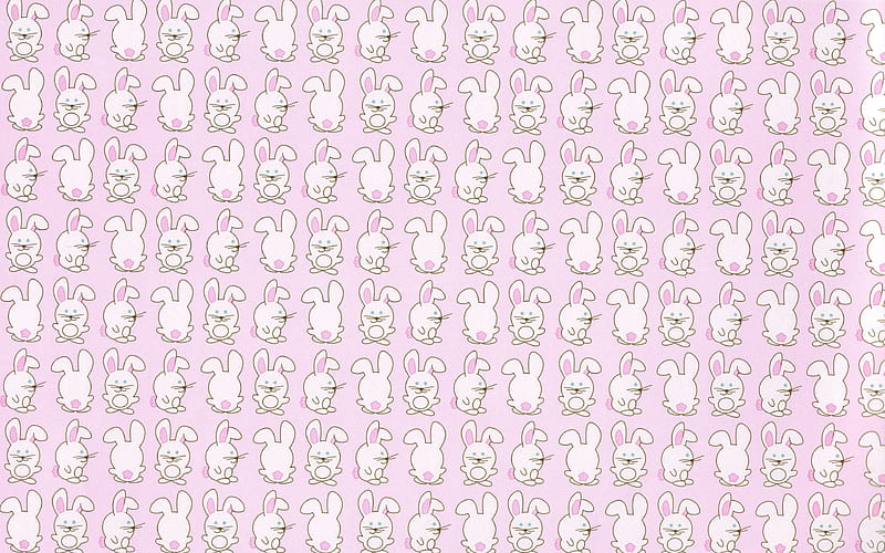 cartoon rabbits pattern background with rabbits, creative, rabbits textures, cartoon rabbits background, rabbits patterns, HD wallpaper