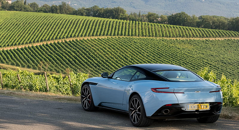 2017 Aston Martin DB11 (Color: Frosted Glass Blue; Location: Siena, Italy) - Rear Three-Quarter , car, HD wallpaper