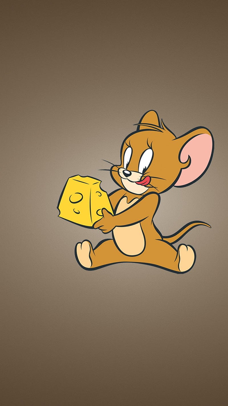 Jerry with Cheese , cartoon, animation, mouse, HD phone wallpaper