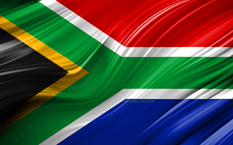 South African flag, African countries, 3D waves, Flag of South Africa, national symbols, South Africa 3D flag, art, Africa, South Africa, HD wallpaper