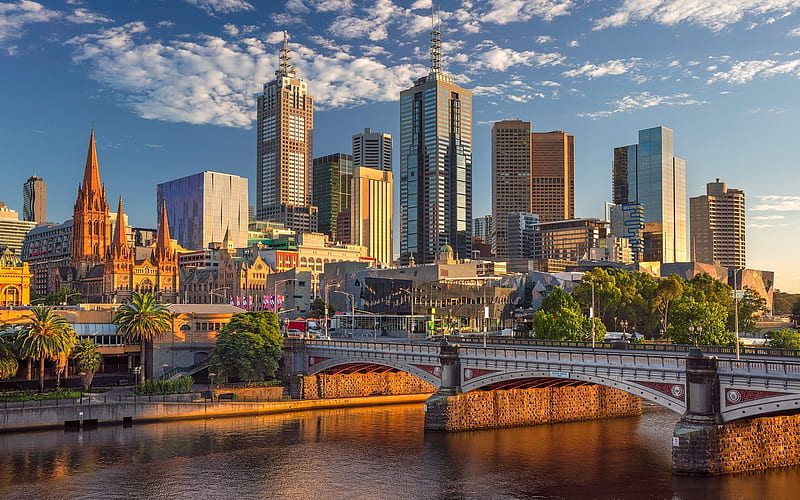 Melbourne, Australia, Melbourne, city, bridge, Australia, skyscrapers, HD wallpaper