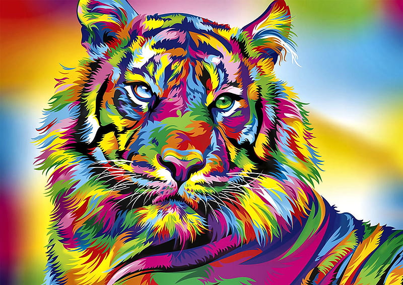 Tiger Stripes F2Cmp, art, bonito, tiger, abstract, artwork, animal, feline, painting, wide screen, wildlife, cats, HD wallpaper