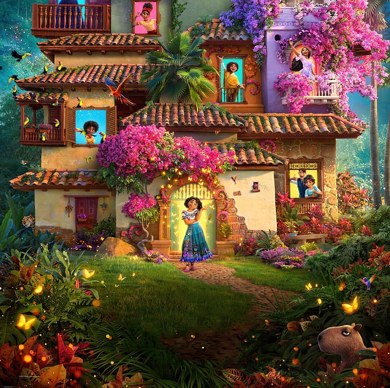 Encanto Movie Ultra, Cartoons, Others, Colorful, Flowers, Movie, colombia, Film, comedy, animated, Encanto, HD wallpaper