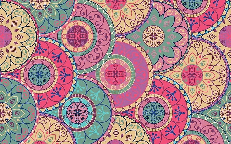 Vector Circles, circles, pink, blue, vector, HD wallpaper