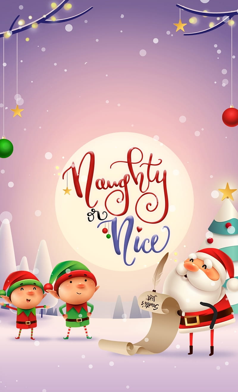 Naughty or Nice, christmas, elves, santa, HD phone wallpaper