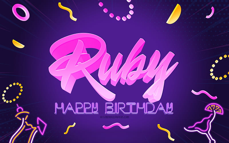 Happy Birtay Ruby Purple Party Background, Ruby, creative art, Happy Ruby birtay, Ruby name, Ruby Birtay, Birtay Party Background, HD wallpaper