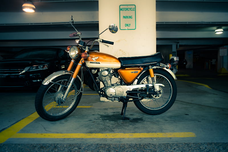 person taking of orange Honda standard motorcycle, HD wallpaper