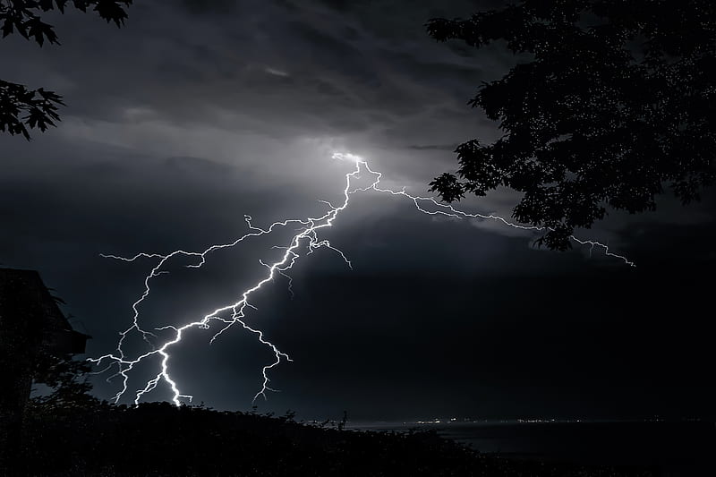 Lightning Strikes On Trees , lightning, sky, nature, HD wallpaper