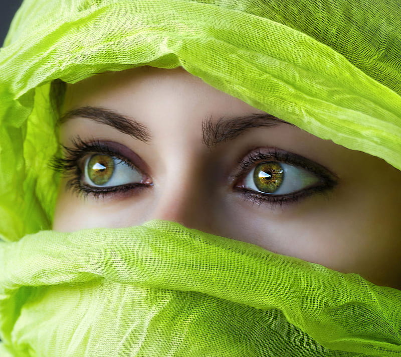 Girl, bonito, eyes, green, islamic, people, portrait, veil, HD wallpaper