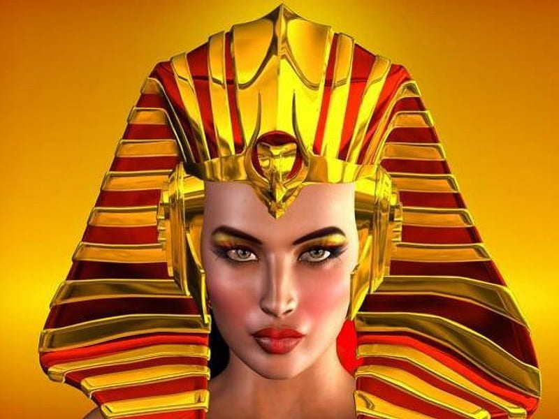 Egyptian Queen, gold, queen, crown, face, egyt, HD wallpaper