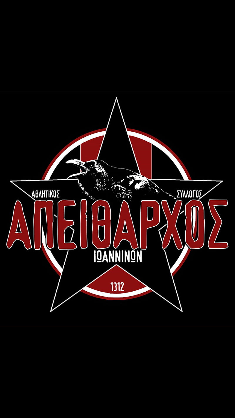 Apeitharxos 1312, 1312, acab, apeitharxos, athlitikos syllogos, black red crows, clem krym, greece, ioannina, ioanninon, HD phone wallpaper