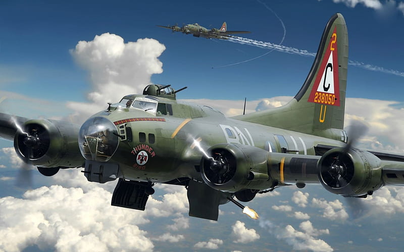 WWII B-17 Flying Fortress in Action, b 17, military, aircraft, ww2, HD wallpaper