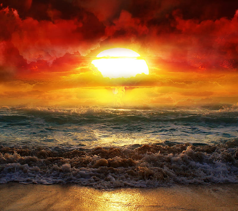 Beach Wave, ocean, sea, sun, sunrise, water, HD wallpaper