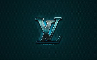 Louis Vuitton glitter logo, creative, blue metal background, Louis Vuitton  logo, HD wallpaper