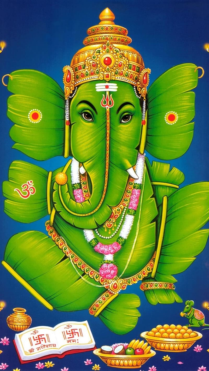 Vinayagar , leaves bappa, leaves, bappa, lord, god, HD phone wallpaper
