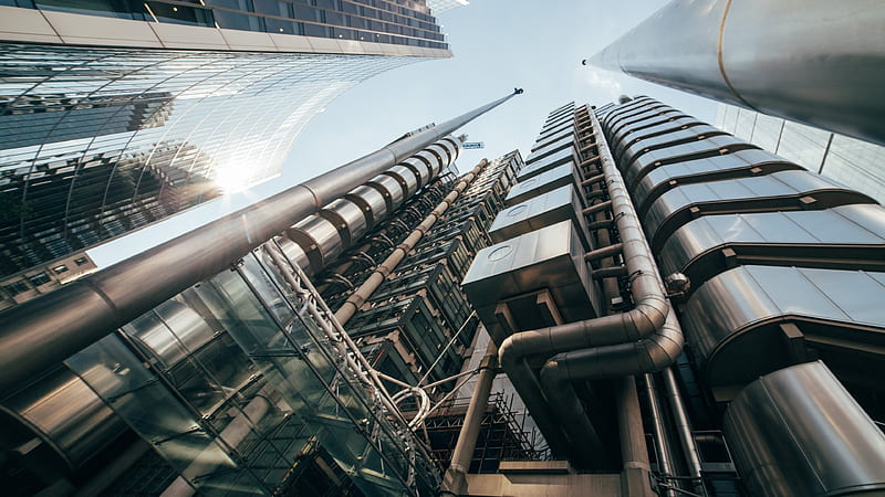 London, The Lloyds Building tower, pipe, England, HD wallpaper