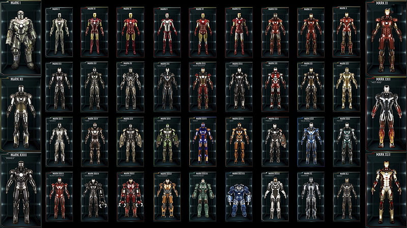 All Iron Man Suits, super-heroes, iron-man, movies, HD wallpaper