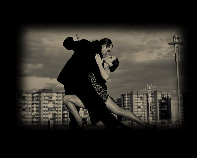 Tango, sepia, city, dance, couple, HD wallpaper