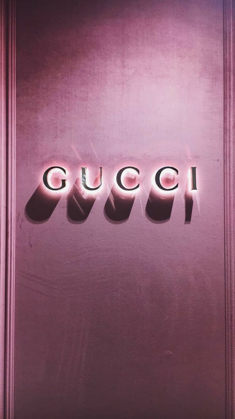 Gucci, brand, lv, pink, music, plus, logo, HD phone wallpaper