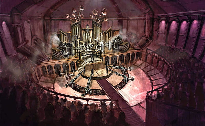 Steampunk Concert Hall, Steampunk, Hall, Abstract, Concert, Fantasy, HD wallpaper