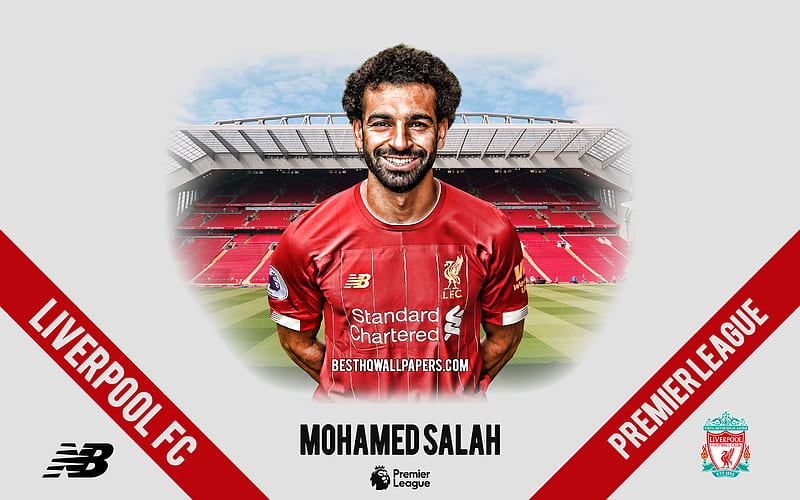 Mohamed Salah, Liverpool FC, portrait, Egyptian footballer, forward, 2020 Liverpool uniform, Premier League, England, Liverpool FC footballers 2020, football, Anfield, HD wallpaper