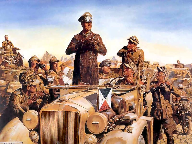 Erwin Rommel - Afrika Korps, Afrika Korps, Art, World War Two Artwork, World War Two Art, Artwork, History, HD wallpaper