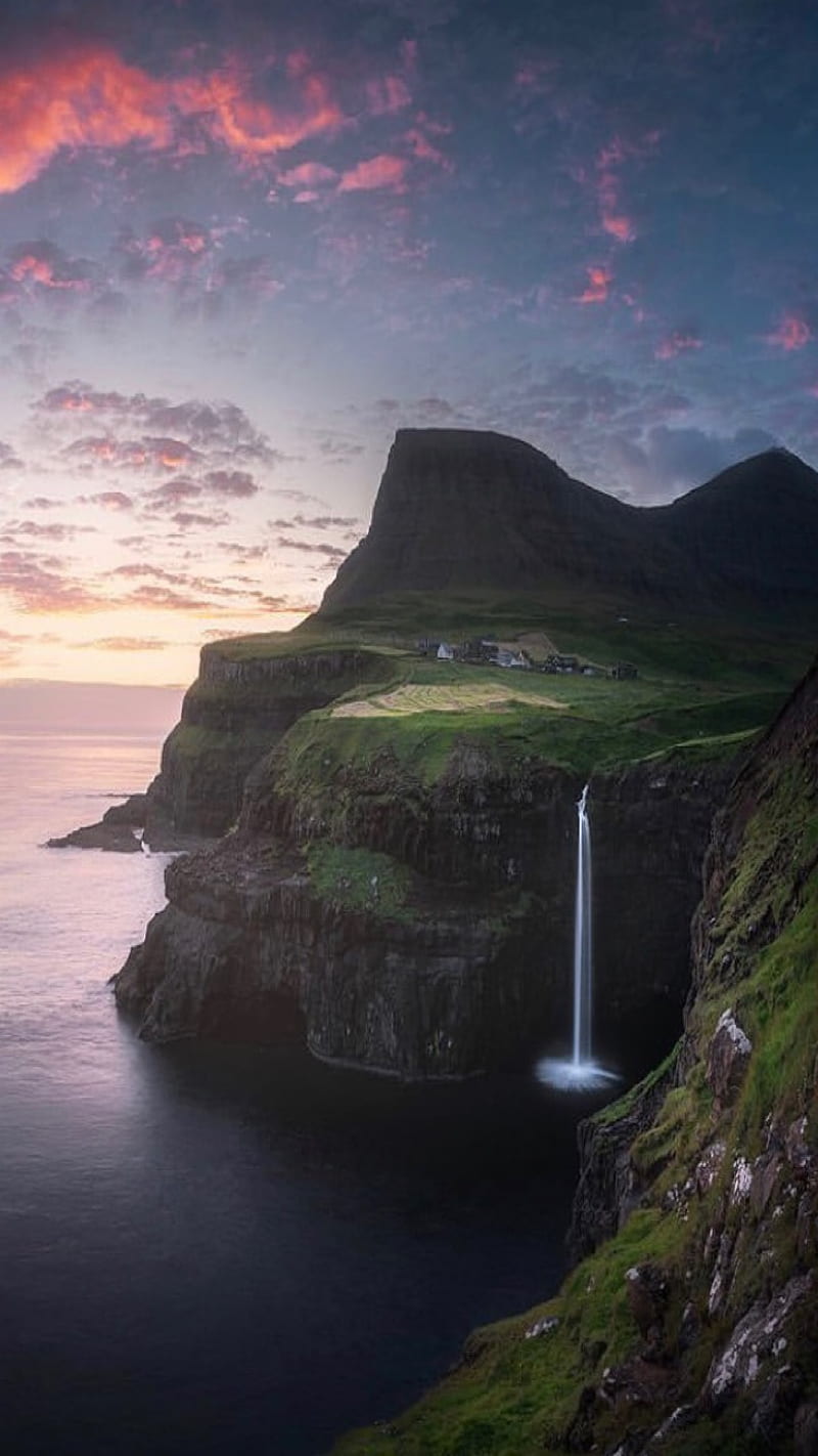 Faroe island, waterfall, HD phone wallpaper