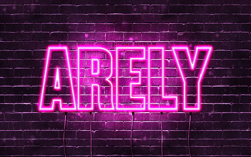 Arely with names, female names, Arely name, purple neon lights, Happy Birtay Arely, with Arely name, HD wallpaper
