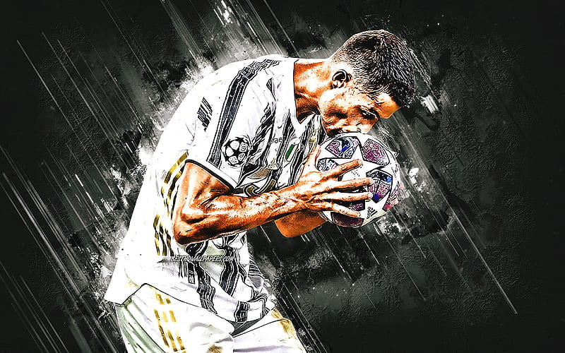 Cristiano Ronaldo, Juventus FC, Champions League, football, stone gray  background, HD wallpaper | Peakpx