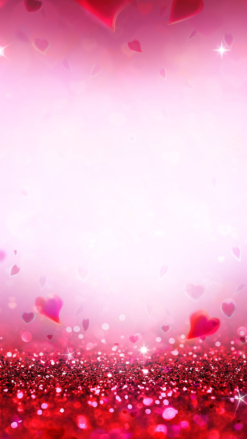 Pink background , heart, love, bright, sparkle, HD phone wallpaper