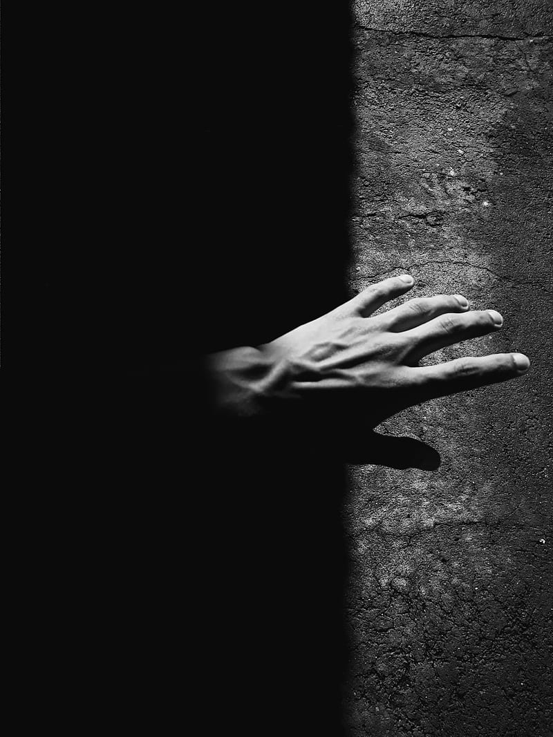 hand, bw, shadow, dark, HD phone wallpaper