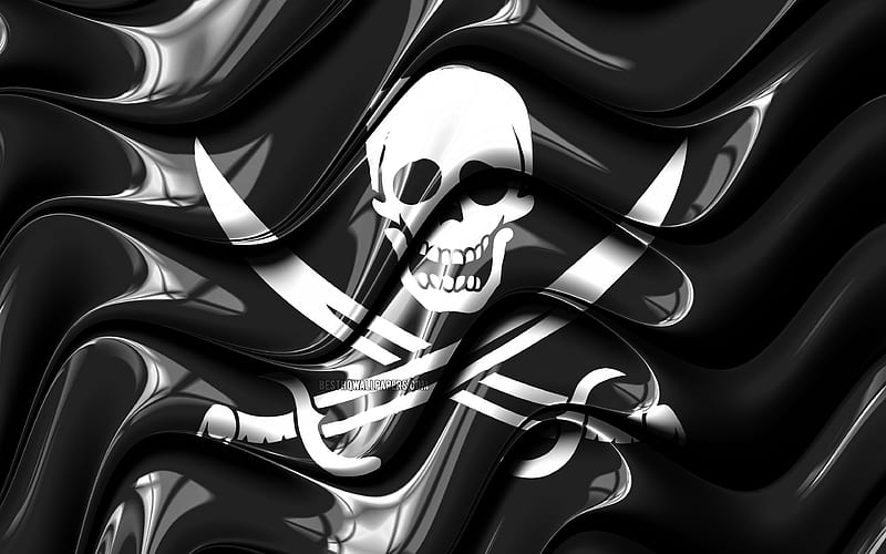 Pirate Flag 3D art, Jolly Roger, blackjack, Flag of Pirates, creative, Pirates, Pirate 3D Flag, HD wallpaper