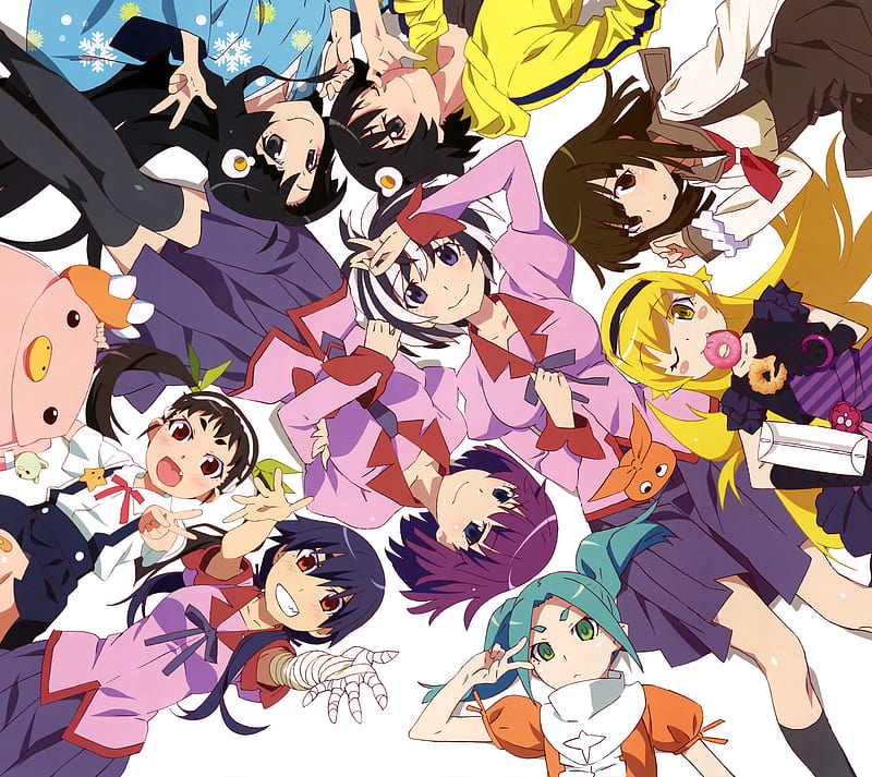 Monogatari Girls, anime, HD wallpaper