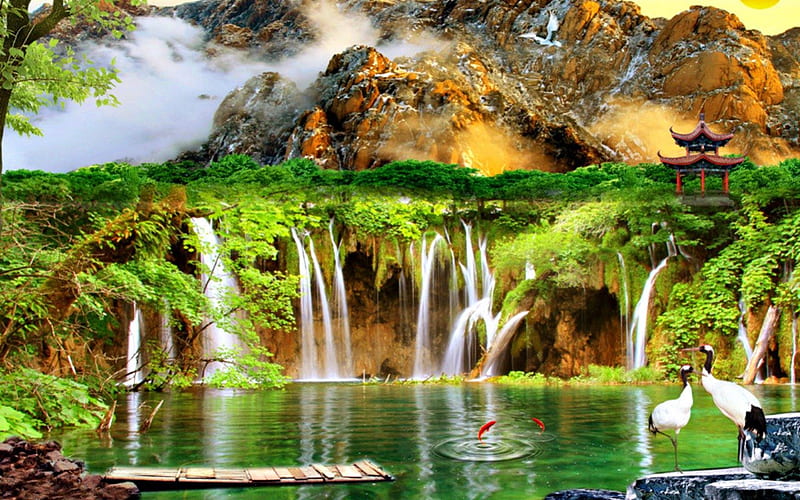 Waterfalls, art, nature, water, HD wallpaper | Peakpx