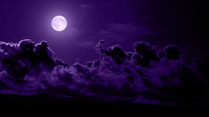 Purple Moonlight clouds, cenario, nice, skyscape, scenario, dawn, cena,  black, HD wallpaper | Peakpx