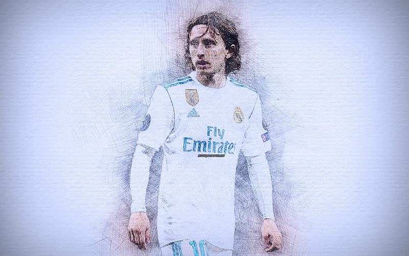 Luka Modrić, soccer, real madrid, drawing, luka modric, football, croatian, modric, HD wallpaper