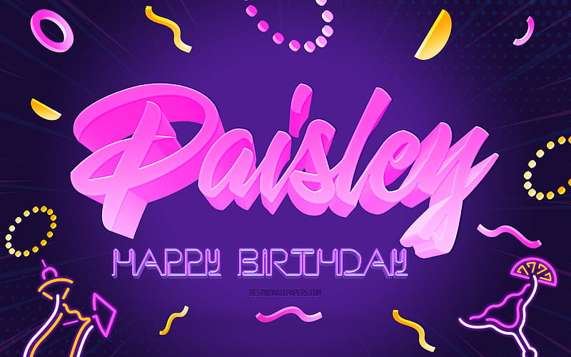 Happy Birtay Paisley Purple Party Background, Paisley, creative art, Happy Paisley birtay, Paisley name, Paisley Birtay, Birtay Party Background, HD wallpaper